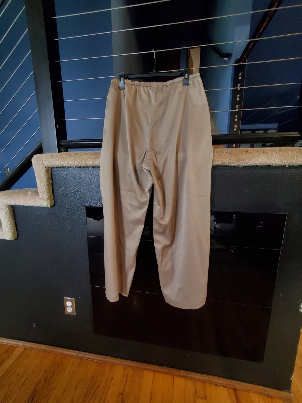 Banana Republic Taupe Wide-Leg Satin-Texture Joggers